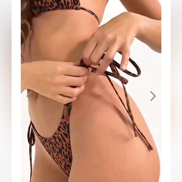 NWT OneOne Swimwear Bikini Set Feline Animal Print Leopard Brown Black Ariel New - Picture 9 of 16